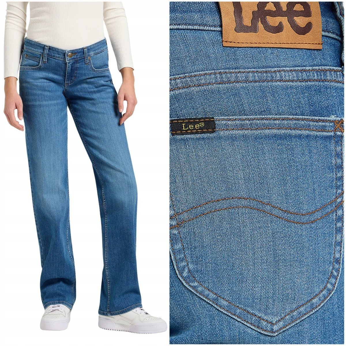 Lee Zoe Just Blaze niskie luźne proste damskie spodnie jeansowe W32 L31