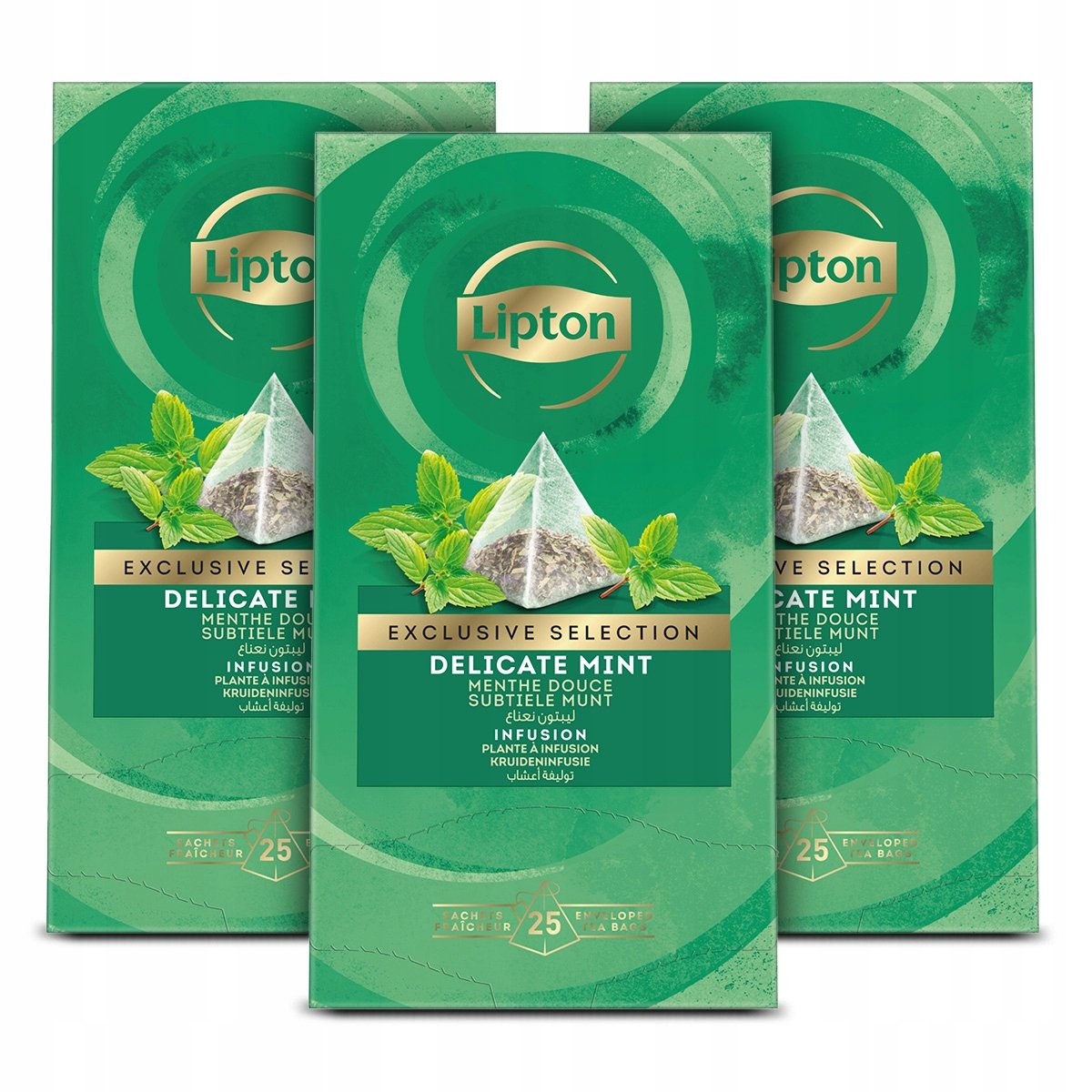 Zestaw Herbata zielona Exclusive Selection Lipton Mięta piramidki 3x25