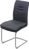 Krzesła - Krzesło do jadalni HWC-H70, krzesło kuchenne wspornikowe, tkanina/tekstylia szczotkowana stal nierdzewna ~ ciemnoszary - miniaturka - grafika 1