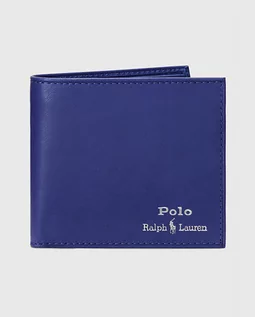 Portfele - RALPH LAUREN Niebieski portfel z tłoczonym logo - grafika 1