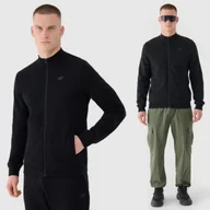 Bluzy męskie - Bluza Męska 4F Czarna Rozpinana Bawełniana Bez Kaptura Sportowa XL - miniaturka - grafika 1