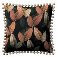 Poszewki na poduszki - Dekoria Poszewka Wera na poduszkę brzoskwiniowo-brązowe liście na czarnym tle 45 × 45 cm Abigail 150-143-21 - miniaturka - grafika 1