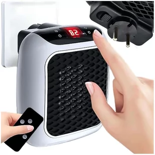 Mocny mini grzejnik elektryczny farelka termowentylator do kontaktu gniazdka + Pilot 800W nagrzewnica ogrzewacz EU Alogy szary - Pozostałe akcesoria do telefonów - miniaturka - grafika 1