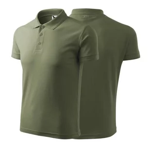 Koszulka khaki polo z logo na sercu i plecach męska z nadrukiem logo firmy 200g 203 kolor 09 koszulka polo - Moda i Uroda OUTLET - miniaturka - grafika 1