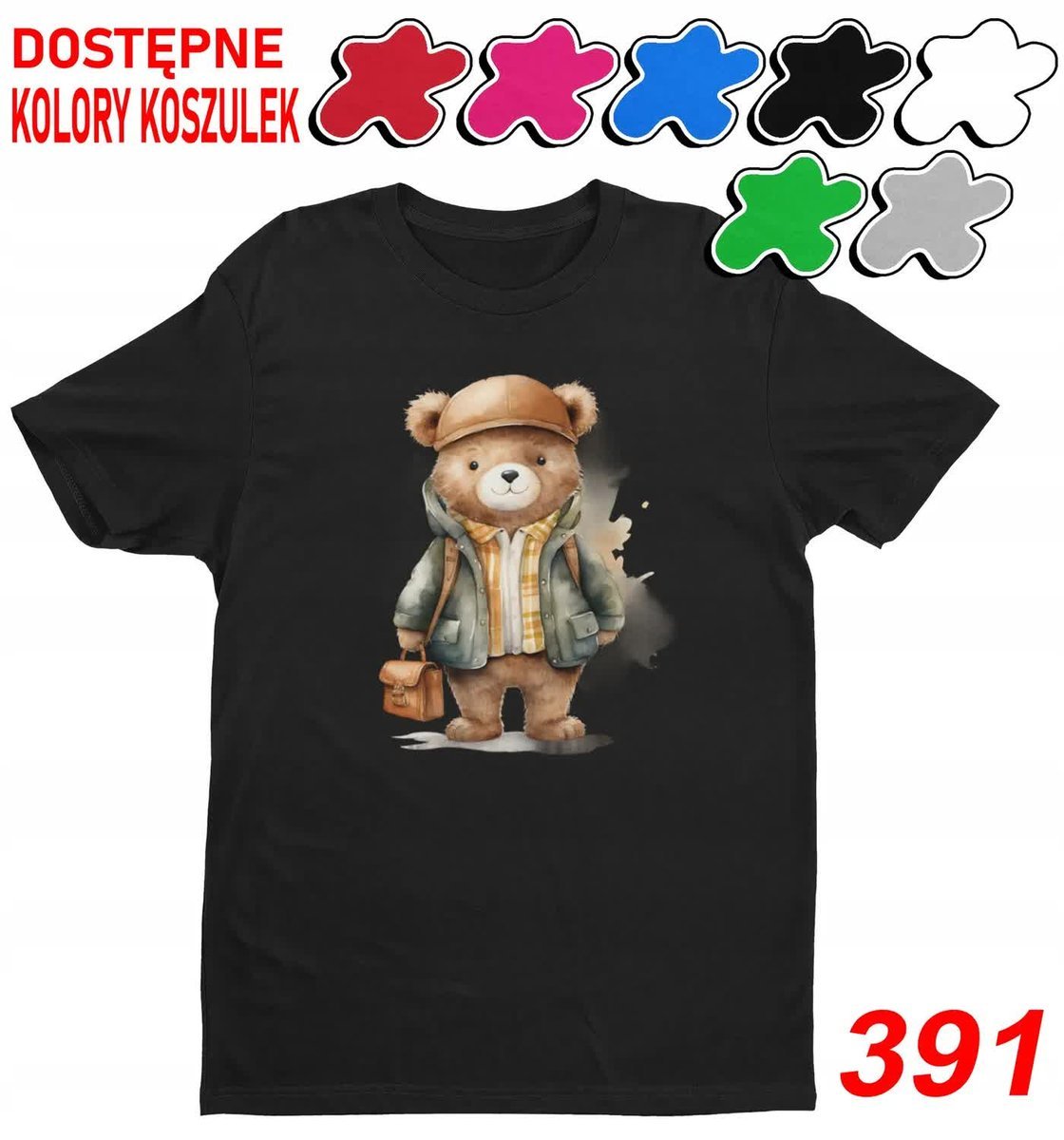 Dziecięca Koszulka Nadruki Dzień Pluszowego Misia Miś Nietypowych-L 146-152