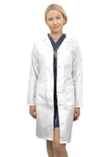 Odzież medyczna - Fartuch medyczny lekarski damski śnieżnobiały długi rękaw M1rd 52 - miniaturka - grafika 1