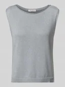 Spodnie damskie - Bezrękawnik z dzianiny o kroju regular fit z mieszanki bawełny i lnu - miniaturka - grafika 1