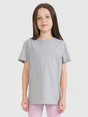 Koszulki dla dziewczynek - 4F T-shirt regular gładki dziewczęcy - szary 122 (6-7 lat) - miniaturka - grafika 1