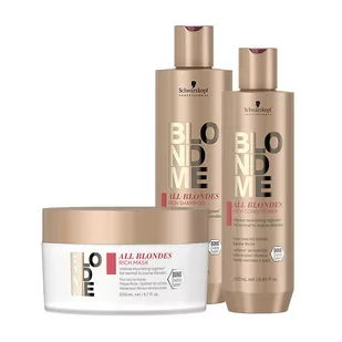 Schwarzkopf BlondMe All Blondes, zestaw odżywczy z bogatą formułą, szampon + odżywka + maska - Zestawy kosmetyków damskich - miniaturka - grafika 1