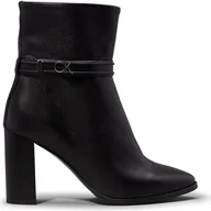 Botki damskie - Calvin Klein Skórzane botki na słupku - miniaturka - grafika 1