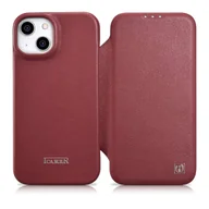 Etui i futerały do telefonów - iCarer CE Premium Leather Folio Case skórzane etui iPhone 14 z klapką magnetyczne MagSafe czerwony (WMI14220713-RD) - miniaturka - grafika 1