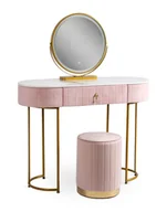 Toaletki - Toaletka różowa z pufą i lustrem glamour Z6-K88 - miniaturka - grafika 1