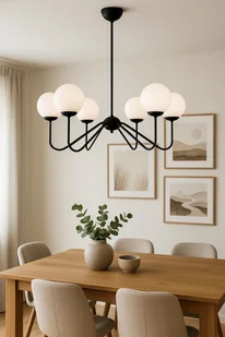 Lampa wisząca sufitowa czarna nowoczesny żyrandol 6-punktowy do salonu lub jadalni - Lampy sufitowe - miniaturka - grafika 1