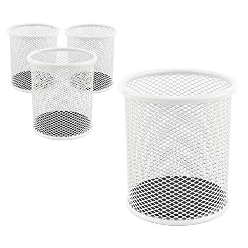 Leviatan Metalowy pojemnik na długopisy, 24 sztuki, okrągły uchwyt na długopisy z metalu drucianego, wielofunkcyjny kubek z siateczki, średnica 91 mm, kolor masy perłowej