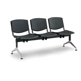 Euroseat Ławka do poczekalni plastikowa SMILE, 3-siedzenia, czarny 300337 - Inne meble biurowe - miniaturka - grafika 1