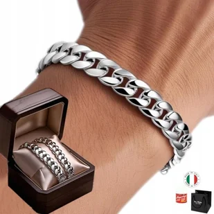 Srebrna Bransoletka Męska Srebro 925 Pełna Bransoleta Gruba 7Mm Włoska - Bransolety męskie - miniaturka - grafika 1