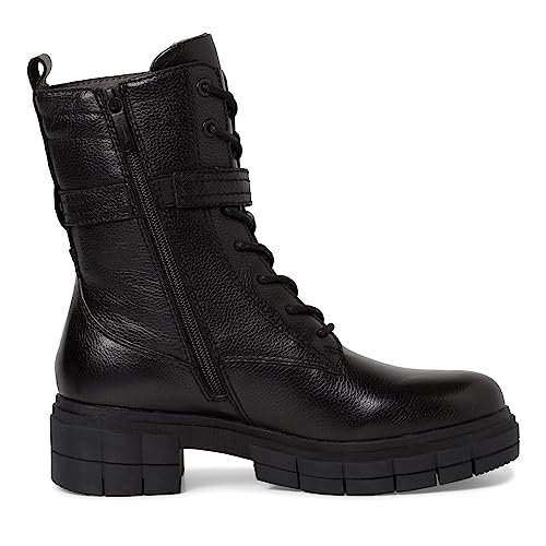 Tamaris Comfort Damskie buty 8-85213-41, skórzane, Comfort Fit, wymienna wkładka, sportowe buty na co dzień, buty z dekoracją, botki, Czarna papka, 42 EU Weit