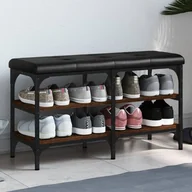 Szafki na buty - Ławka na buty brązowy dąb 82x32x47 cm materiał drewnopochodny - miniaturka - grafika 1