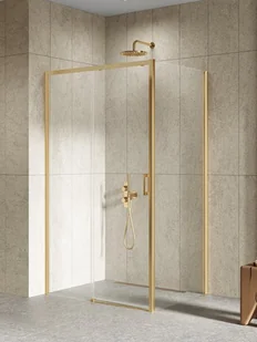 Kabina prysznicowa prostokątna lewa 100x90 złota szczotkowana D-0784A/D-0330B Prime New Trendy Gold Brushed - Kabiny prysznicowe - miniaturka - grafika 1