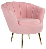 Fotele - Fotel Muszelka Pudrowo Różowy Do Salonu Welurowy - miniaturka - grafika 1