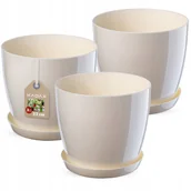 Donice - Doniczka Agen z podstawką kremowa 23 cm, 3 szt. - miniaturka - grafika 1