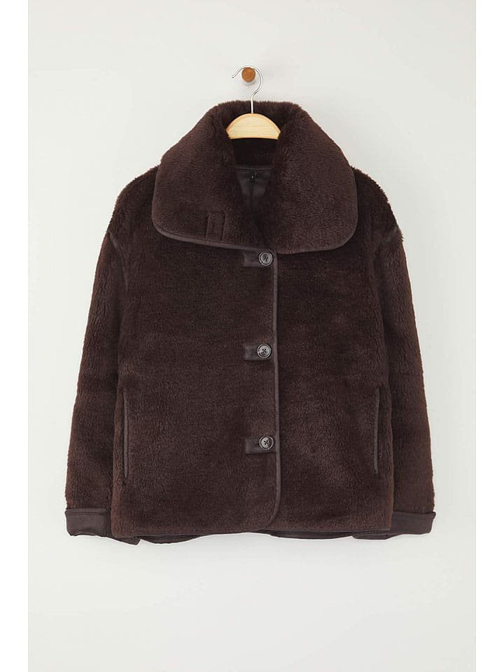trendyol Kurtka pluszowa w kolorze ciemnobrązowym