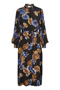 Damska koszula KAFFE Maxi Tie Waist Printed Długi rękaw, Czarny/brązowy/duży kwiat, 42 - Koszule damskie - miniaturka - grafika 1