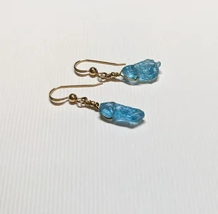 Surowy apatyt - kolczyki pozłacane - Kolczyki - miniaturka - grafika 1