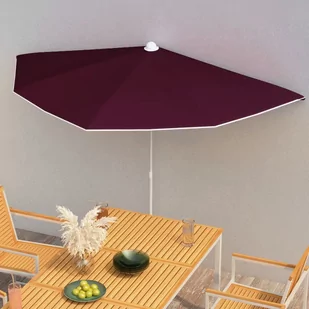 vidaXL Półokrągły parasol ogrodowy na słupku, 180x90 cm, bordowy vidaXL - Parasole ogrodowe - miniaturka - grafika 1