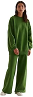 Spodnie damskie - NA-KD Damskie spodnie dresowe organiczne szerokie, Zielony leśny, S - miniaturka - grafika 1