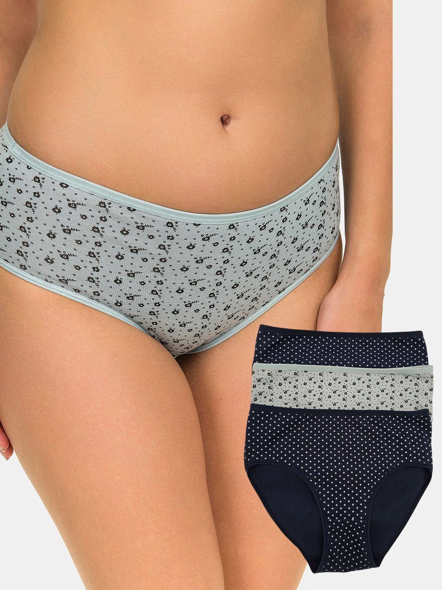 Majtki bawełniane w kwiatki 3-pak XL wielokolorowy