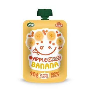 OVKO PRZECIER JABŁKO-MARCHEW-BANAN PO 6 MIESIĄCU ŻYCIA BIO 90g - OVKO 8586015178849 - Desery dla dzieci - miniaturka - grafika 2
