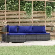 Sofy ogrodowe - Lumarko 4-cz. zestaw wypoczynkowy do ogrodu, poduszki, szary rattan PE - miniaturka - grafika 1
