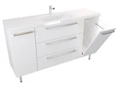 Szafki łazienkowe - Szafka Stojąca Z Umywalką ATH 140 cm DK - Biały Mat - Uchwyty Stal Szczotkowana - miniaturka - grafika 1