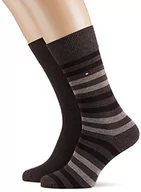 Skarpetki męskie - Tommy Hilfiger TH Mężczyźni Duo Stripe Sock 2P Skarpety - Mężczyźni, Brązowy (Oak 778), 43/46 EU - miniaturka - grafika 1