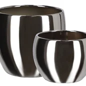 Donice - Zestaw 2x donica doniczka kula osłonka srebrna ceramika glamour na rośliny - KOTARBAU - miniaturka - grafika 1