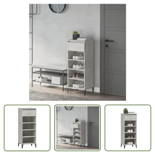 The Living Store Stojak na buty betonowy szary 40x36x105 cm materiał drewnopochodny - Szafki na buty - miniaturka - grafika 1