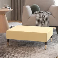 Pufy i podnóżki - shumee shumee Podnóżek kremowy 78x56x32 cm tapicerowany aksamitem - miniaturka - grafika 1