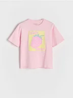 Koszulki dla dziewczynek - Reserved - T-shirt z nadrukiem - różowy - miniaturka - grafika 1