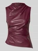 Koszulki i topy damskie - Top z imitacji skóry z marszczeniami model ‘DANDY’ - miniaturka - grafika 1