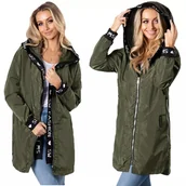 Płaszcze damskie - Prosty Lekki Płaszcz Luźna Kurtka Parka z Napisami - miniaturka - grafika 1