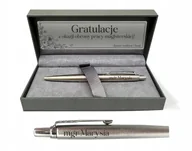 Długopisy - Długopis Parker Jotter Steel Ct+grawer+etui+tabliczka Z Dedykacją Prezent - miniaturka - grafika 1