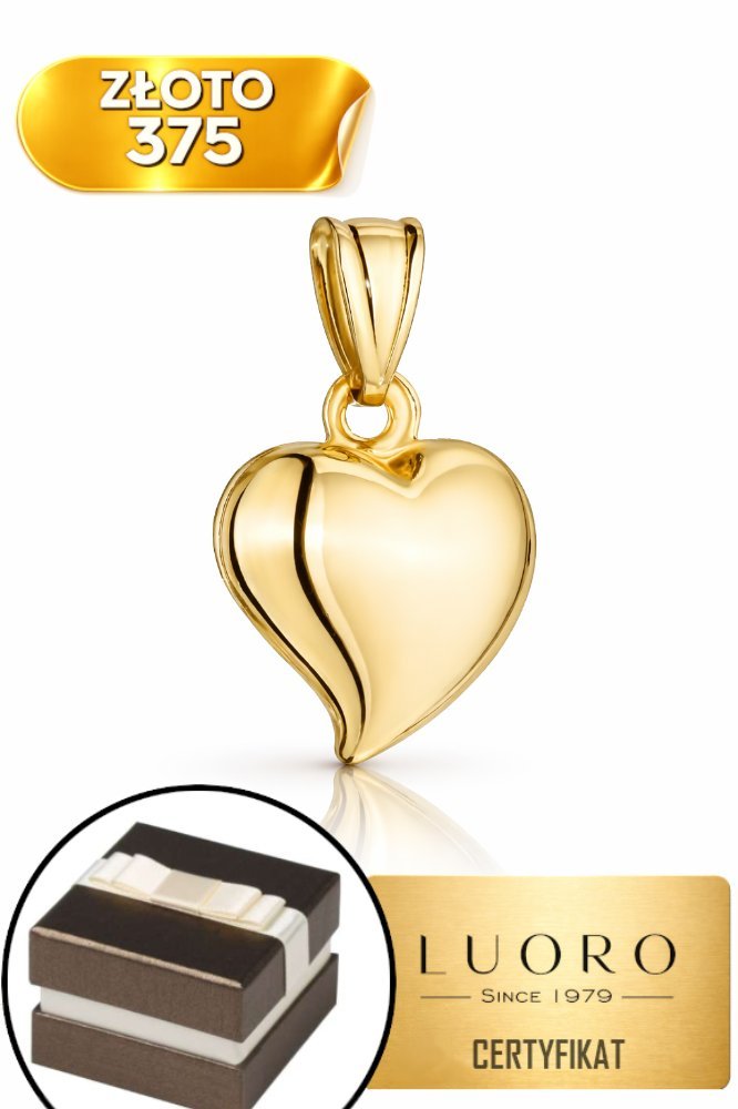 ZAWIESZKA ZŁOTA 375 ŻÓŁTE ZŁOTO SERCE FINEZYJNE 1,7 CM ELEGANCKA