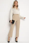 Kombinezony - Beżowy Elegancki Kombinezon z Kopertową Górą i Szerokim Dołem Boleeti - miniaturka - grafika 1