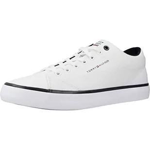 Tommy Hilfiger Męskie trampki TH HI Vulc CORE Low Canvas Vulkanizowane, białe, rozmiar 6,5, biały, 40 EU - Trampki męskie - miniaturka - grafika 1