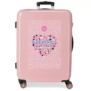 Roll Road One World Średnia Walizka Różowa 48 x 68 x 26 cm Sztywne ABS Zamek kombinezon boczny 70 l 3 kg 4 podwójne koła - Walizki - miniaturka - grafika 1