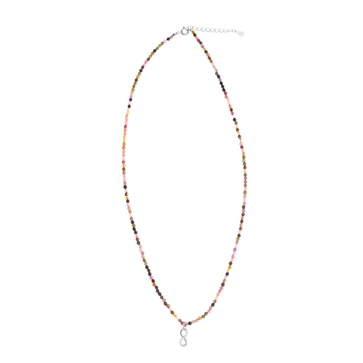 Srebrny Naszyjnik Kolorowe Koraliki Nieskończoność próba 925