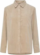 Koszule damskie - PIECES KLASYCZNA KOSZULA DAMSKA Z MATERIAŁU SZTRUKS BEŻOWA M X_A - miniaturka - grafika 1