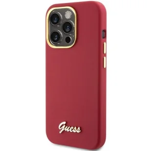 Etui Guess Silicone Script Metal Logo & Frame na iPhone 15 Pro Max - czerwone - Etui i futerały do telefonów - miniaturka - grafika 2