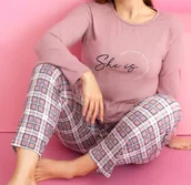 Piżamy damskie - Damska piżama z długim rękawem i długimi spodniami XL bawełniana 5330 - miniaturka - grafika 1